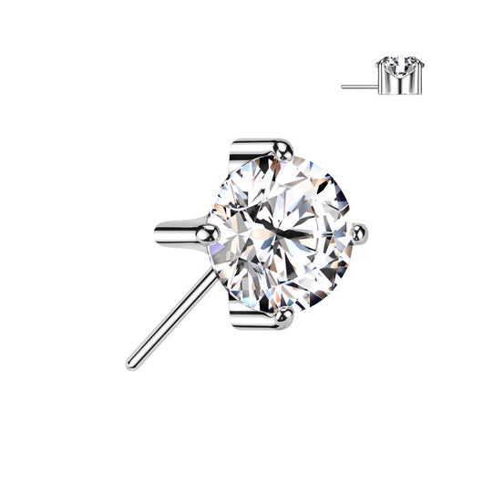 Titanium Threadless Push In 5mm Prong Set CZ Forward Facing Top