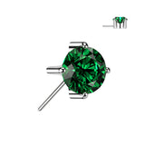 Titanium Threadless Push In 5mm Prong Set CZ Forward Facing Top