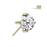 Titanium Threadless Push In 5mm Prong Set CZ Forward Facing Top
