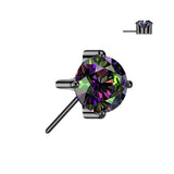 Titanium Threadless Push In 5mm Prong Set CZ Forward Facing Top