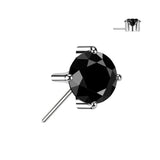 Titanium Threadless Push In 5mm Prong Set CZ Forward Facing Top