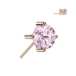Titanium Threadless Push In 5mm Prong Set CZ Forward Facing Top
