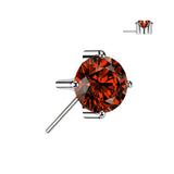 Titanium Threadless Push In 5mm Prong Set CZ Forward Facing Top