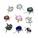 Titanium Threadless Push In 5mm Prong Set CZ Forward Facing Top