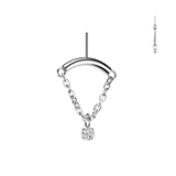 Titanium Threadless Push in Hidden Chain Helix Curved Bar Top Dangle