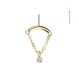 Titanium Threadless Push in Hidden Chain Helix Curved Bar Top Dangle