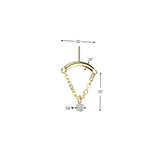 Titanium Threadless Push in Hidden Chain Helix Curved Bar Top Dangle