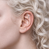 Titanium Threadless Push in Hidden Chain Helix Curved Bar Top Dangle