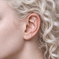 Titanium Threadless Push in Hidden Chain Helix Curved Bar Top Dangle
