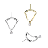 Titanium Threadless Push in Hidden Chain Helix Curved Bar Top Dangle