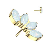 Titanium Threadless Floating Convex Base Natural Stone Top Belly Button Ring