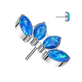 Titanium Threadless Floating Convex Base Natural Stone Top Belly Button Ring