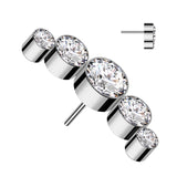 Titanium Threadless Push In 5 Round CZ Replacement Top Belly Ear