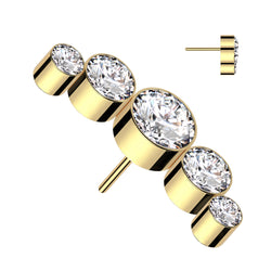 Titanium Threadless Push In 5 Round CZ Replacement Top Belly Ear