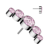 Titanium Threadless Push In 5 Round CZ Replacement Top Belly Ear