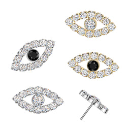 Titanium Threadless Floating Convex Base Evil Eye Top Belly Button Ring