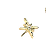 Titanium Threadless Push In CZ Starburst Top For Belly, Lip, Tragus