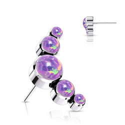 Titanium Threadless Push In 5 Opal Set Replacement Top Belly Lip
