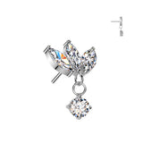 Titanium Threadless Floating Convex Base Marquise CZ Top Belly Button Ring