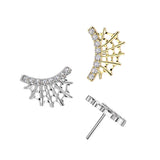 Titanium Threadless Push In Lined CZ Spider Top Labret Tragus 18G