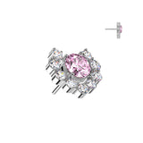 Titanium Threadless Heart CZ Cluster Top For Belly, Lip Tragus