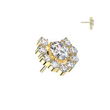 Titanium Threadless Heart CZ Cluster Top For Belly, Lip Tragus