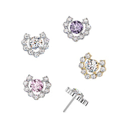 Titanium Threadless Floating Convex Base Heart CZ Top Belly Button Ring