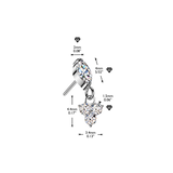 Titanium Threadless Floating Convex Base Trinity CZ Dangle Belly Button Ring