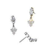 Titanium Threadless Floating Convex Base Trinity CZ Dangle Belly Button Ring