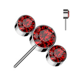 Titanium Threadless Push In 3 Round Bezel CZ Forward Facing Top