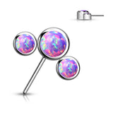 Titanium Threadless Push In 3 Round Bezel Opal Forward Facing Top