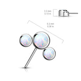 Titanium Threadless Push In 3 Round Bezel Opal Forward Facing Top