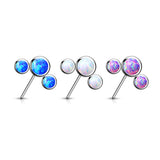 Titanium Threadless Push In 3 Round Bezel Opal Forward Facing Top