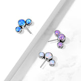 Titanium Threadless Push In 3 Round Bezel Opal Forward Facing Top