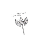 Titanium Threadless Push In Forward Facing Triple Marquise CZ Top