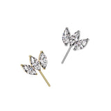 Titanium Threadless Push In Forward Facing Triple Marquise CZ Top
