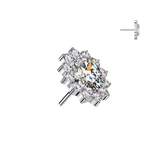 Titanium Threadless Push In Oval CZ Top For Lip Cartilage Helix