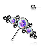 Titanium Threadless Push In Bezel CZ & Ball Clusters Forward Facing Top