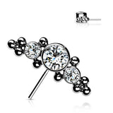 Titanium Threadless Push In Bezel CZ & Ball Clusters Forward Facing Top
