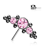 Titanium Threadless Push In Bezel CZ & Ball Clusters Forward Facing Top