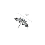 Titanium Threadless Push In Bezel CZ & Ball Clusters Forward Facing Top
