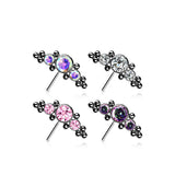 Titanium Threadless Push In Bezel CZ & Ball Clusters Forward Facing Top