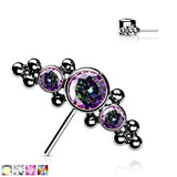 Titanium Threadless Push In Bezel CZ & Ball Clusters Forward Facing Top