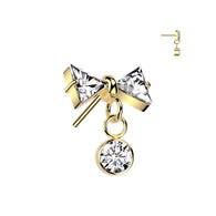 Titanium Threadless Push In Bowtie Top For Lip Cartilage Helix Belly