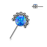Titanium Threadless Push In Forward Facing CZ Or Opal Top