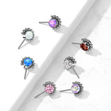 Titanium Threadless Push In Forward Facing CZ Or Opal Top