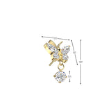 Titanium Threadless Floating Convex Base Butterfly CZ Top Belly Button Ring