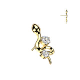 Titanium Threadless Push In Snake CZ Replacement For Lip Ear