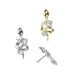 Titanium Threadless Push In Snake CZ Replacement For Lip Ear