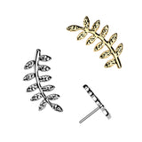 Titanium Threadless Push In Leaf Top For Lip Cartilage Tragus Helix